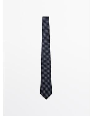 MASSIMO DUTTI Corbata 100% Seda Morera - Blanco
