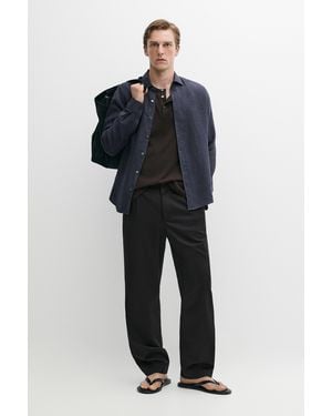 MASSIMO DUTTI 100% Linen Regular Fit Shirt - Blue