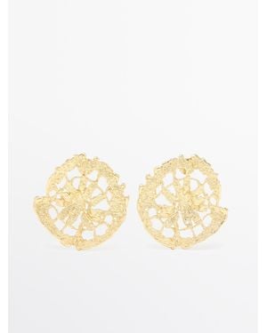 MASSIMO DUTTI Round Lace Earrings - Natural