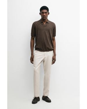 MASSIMO DUTTI Tapered Fit Linen Pants - Natural