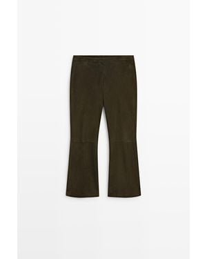 MASSIMO DUTTI Suède Leren Broek - Groen