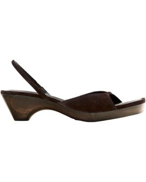 MASSIMO DUTTI Wood Heel Sandal - White