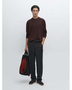 MASSIMO DUTTI Cotton Blend Cable-Knit Jumper - Multicolour