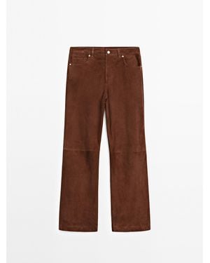 MASSIMO DUTTI Suède Leren Broek - Bruin