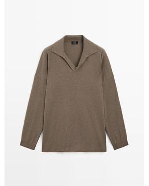 MASSIMO DUTTI 100% Kasjmier Oversized Trui Met Polokraag - Naturel