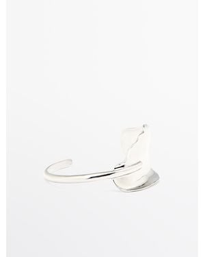 MASSIMO DUTTI Wide Textured Bracelet - White
