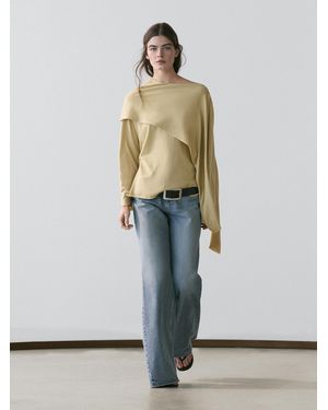 MASSIMO DUTTI Strickpullover Mit Schaldetail - Natur