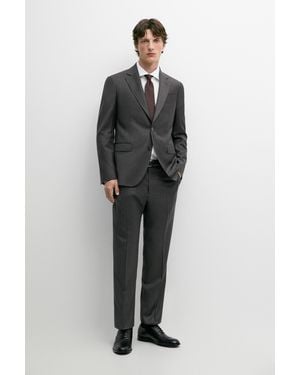 MASSIMO DUTTI 100% Wool Striped Suit Blazer - Black