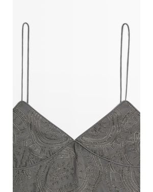 MASSIMO DUTTI Strappy Top With Embroidered Detail - Grey