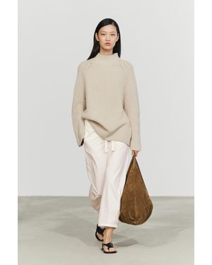 MASSIMO DUTTI 100% Cotton Purl Knit Jumper - Natural
