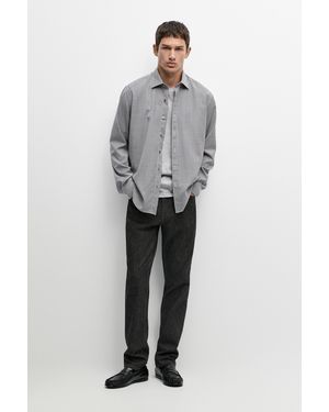 MASSIMO DUTTI Camisa Regular Fit Cuadros 100% Lana - Gris