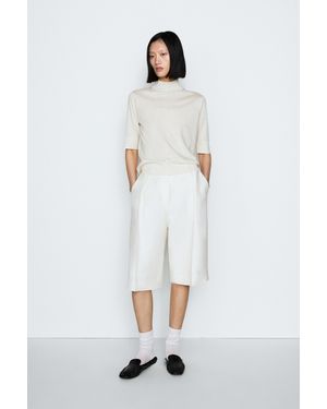 MASSIMO DUTTI Flowy Short Bermuda Shorts - White