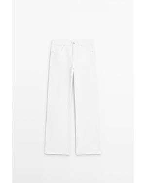 MASSIMO DUTTI Wide-Leg Jeans Met Hoge Taille - Wit