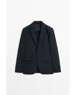 MASSIMO DUTTI Kostuumblazer Van Wolmix - Blauw