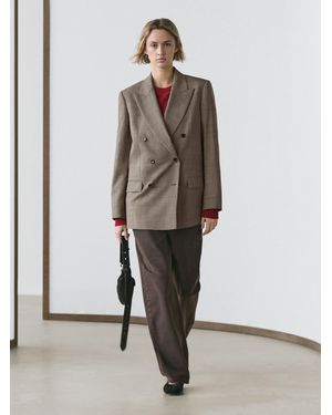 MASSIMO DUTTI Americana Traje Cuadros 100% Lana - Neutro