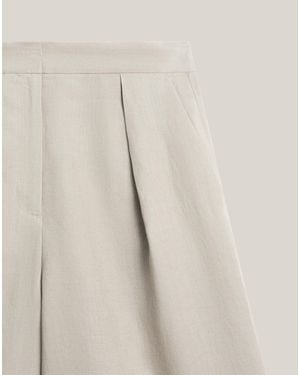 MASSIMO DUTTI Long Linen Bermuda Shorts With Darts - Natural