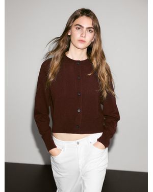 MASSIMO DUTTI 100% Cashmere Long Sleeve Cardigan - Brown
