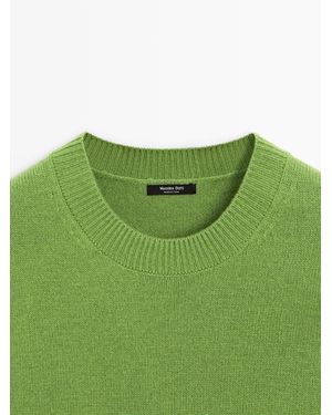 MASSIMO DUTTI Jersey Cuello Redondo Mezcla Lana - Verde