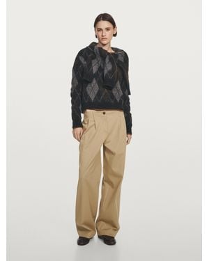 MASSIMO DUTTI Jersey Punto Rombos Lana Alpaca - Neutro