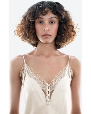 MASSIMO DUTTI Top Lingerie Con Bottoni - Bianco