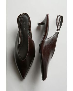 MASSIMO DUTTI Leather High-Heel Mules - Black