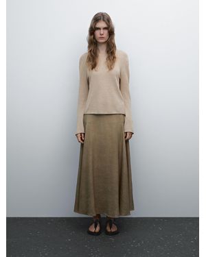 MASSIMO DUTTI Maglia Traforata Misto Lino - Neutro