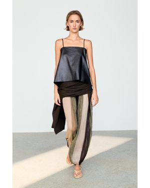 MASSIMO DUTTI Striped Flowing Trousers With Sash Detail - Multicolour