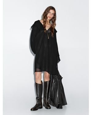 MASSIMO DUTTI Kurzes Kleid Mit Volants - Schwarz