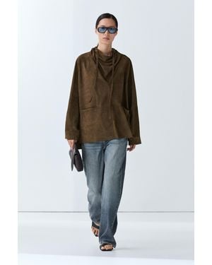 MASSIMO DUTTI Suede High-Neck Shirt - Multicolour