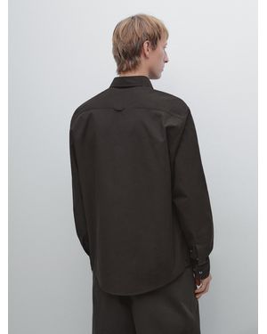 MASSIMO DUTTI Hemd Im Regular-Fit Mit Tasche - Schwarz