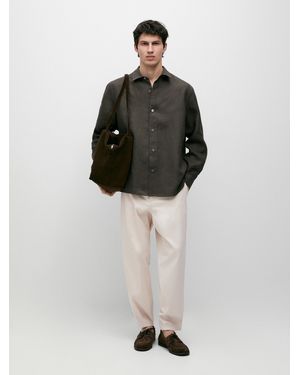MASSIMO DUTTI Regular Fit 100% Heavy Linen Shirt - Multicolour