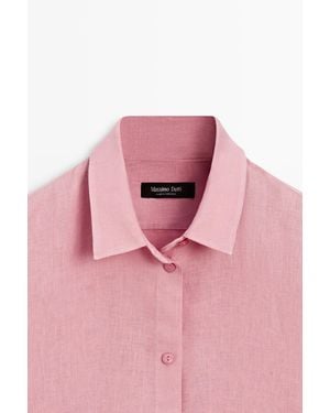 MASSIMO DUTTI Flowing 100% Linen Shirt - Pink