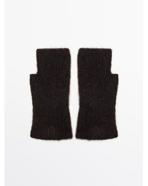 MASSIMO DUTTI Guantes Mitón Con Alpaca - Negro