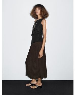 MASSIMO DUTTI Falda Midi Plisada - Blanco
