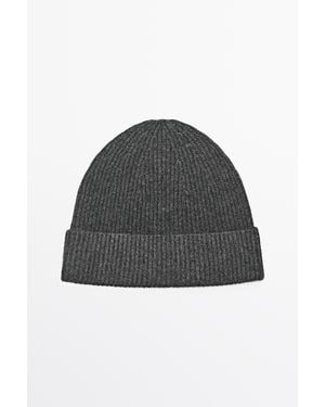 MASSIMO DUTTI 100% Cashmere Knit Beanie - Black