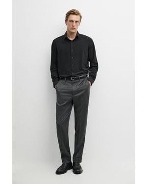 MASSIMO DUTTI Slim Fit Stretch Shirt - Black