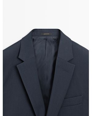 MASSIMO DUTTI 100% Cool Wool Suit Blazer - Blue
