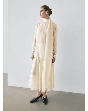 MASSIMO DUTTI Fließender Midirock Mit Weitem Saum - Weiß