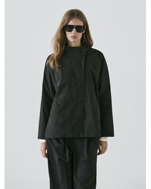 MASSIMO DUTTI Short Quilted Parka With Collar Detail - Black