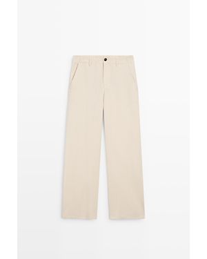 MASSIMO DUTTI Linnenmix Broek - Wit