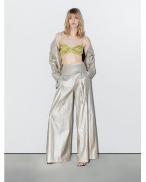 MASSIMO DUTTI Gathered Satin Triangle Bra - White