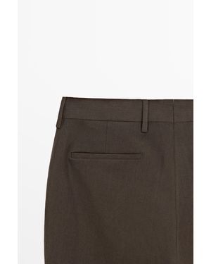 MASSIMO DUTTI Linen Suit Trousers - White