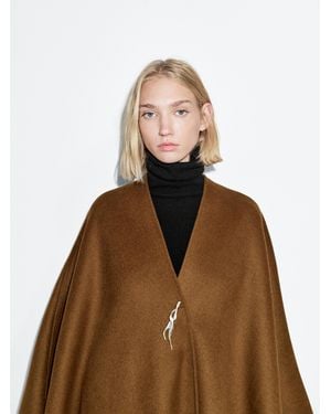 MASSIMO DUTTI Wool Blend Cape - Natural