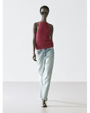 MASSIMO DUTTI Double Crochet Knit Top - Red