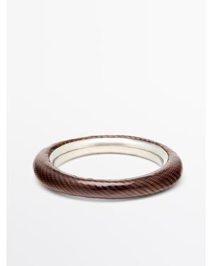 MASSIMO DUTTI Textured Enamelled Bracelet - White