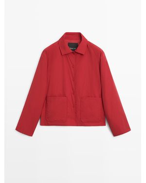 MASSIMO DUTTI Kort Gewatteerd Jack Met Zakken - Rood