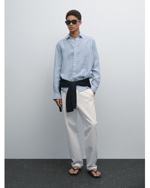 MASSIMO DUTTI Regular Fit Striped Shirt - Grey