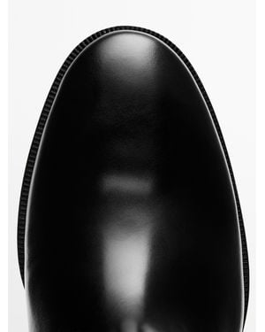 MASSIMO DUTTI Leather Riding Boots - Black