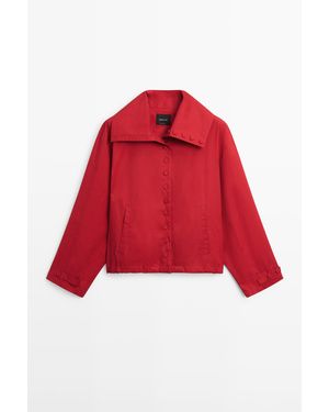 MASSIMO DUTTI Lichte Katoenen Jas Met Knoopdetails - Rood