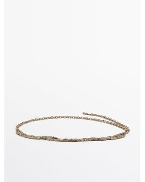 MASSIMO DUTTI Stone Chain Belt - White